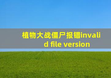 植物大战僵尸报错invalid file version